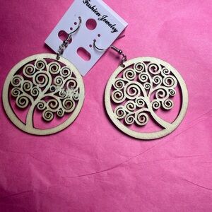 Fashion Jewelry Cream Tree Motif Earrings